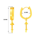 22K Gold Laser Cut UV Bali Dangling Huggie Earrings